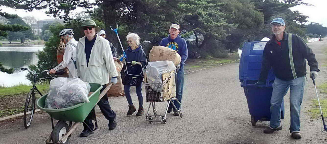 F5C volunteers remove trash at Aquatic Park